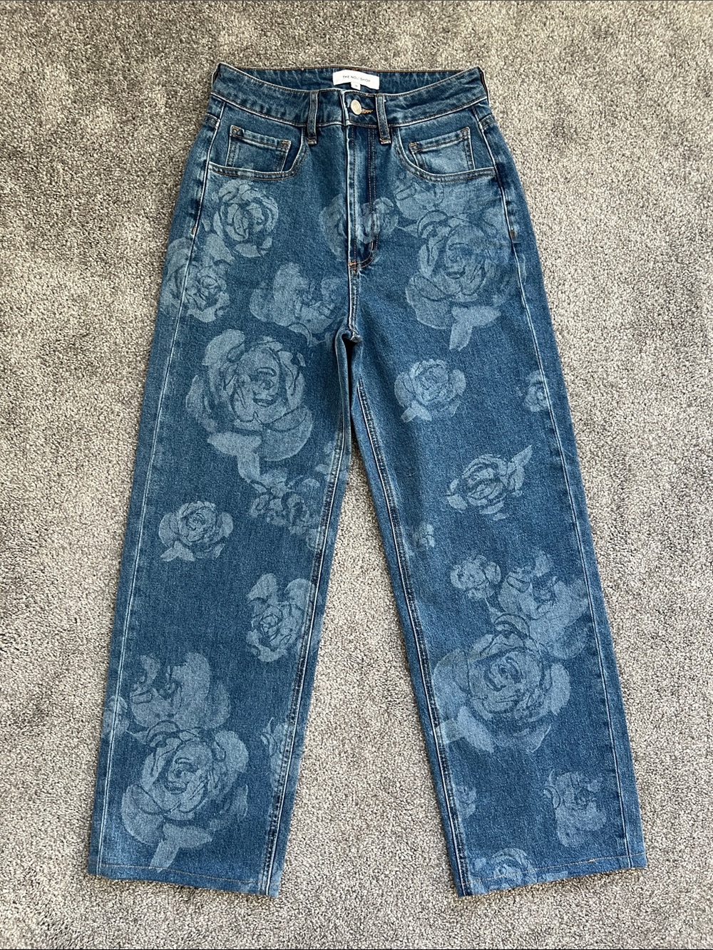 Noli Floral Print Wide Leg Jeans High Rise Statement Denim Women’s 26